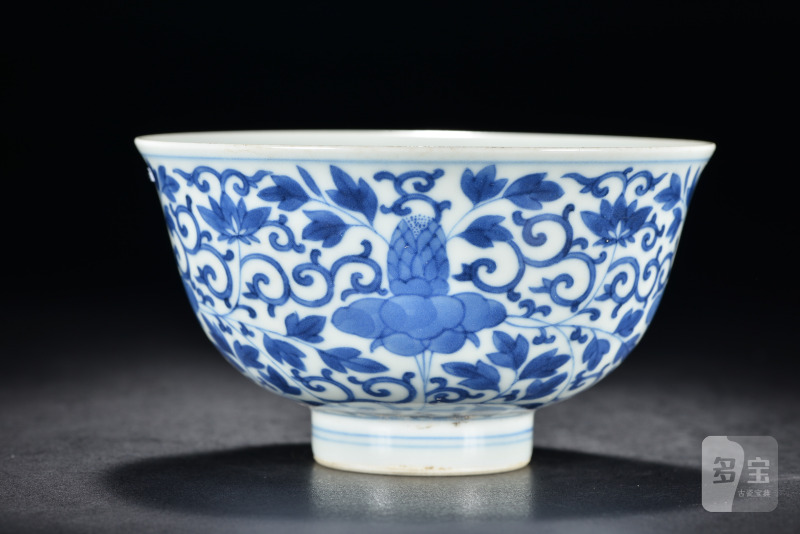 清光绪 青花缠枝花卉纹碗 - 图3